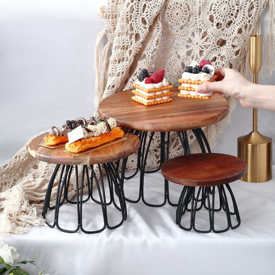 109 Dessert Tray Black Wood Skirt