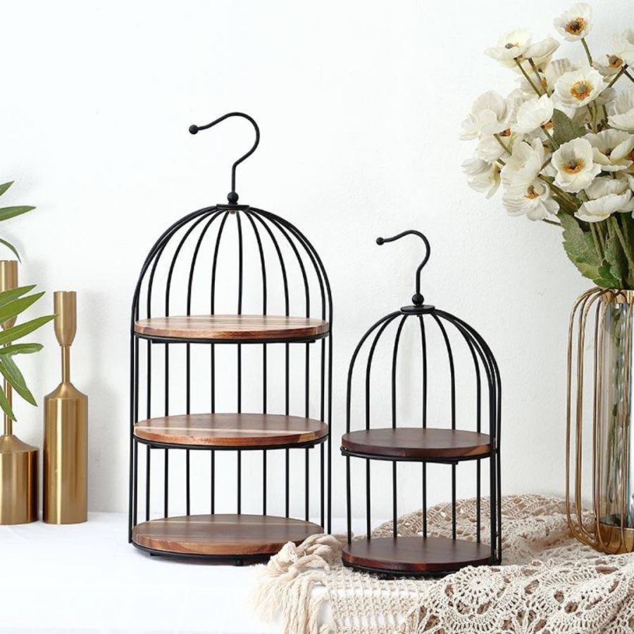 110 Dessert Tray Black Wood Birdcage Frame