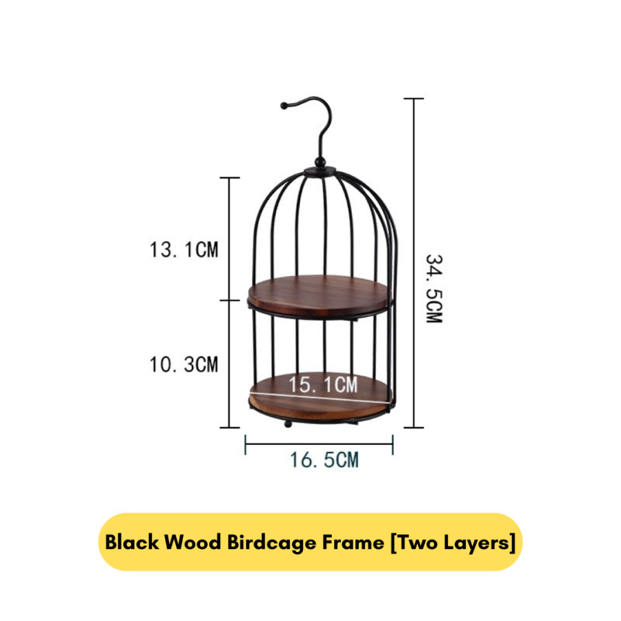 110 Dessert Tray Black Wood Birdcage Frame