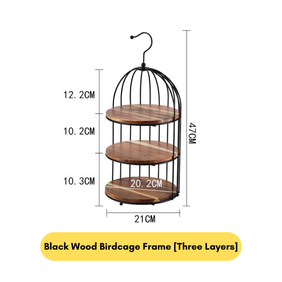 110 Dessert Tray Black Wood Birdcage Frame