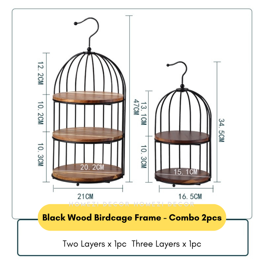 110 Dessert Tray Black Wood Birdcage Frame