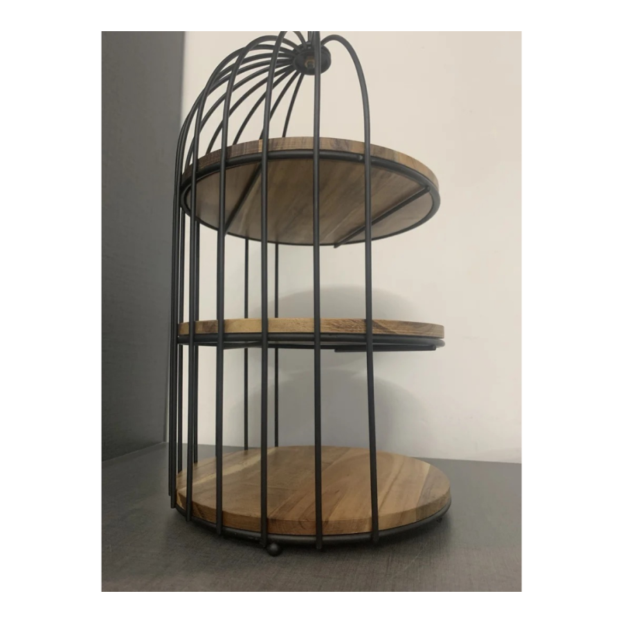 110 Dessert Tray Black Wood Birdcage Frame