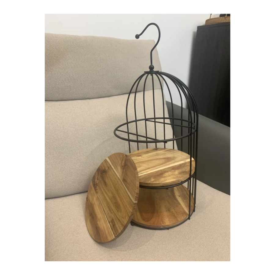 110 Dessert Tray Black Wood Birdcage Frame