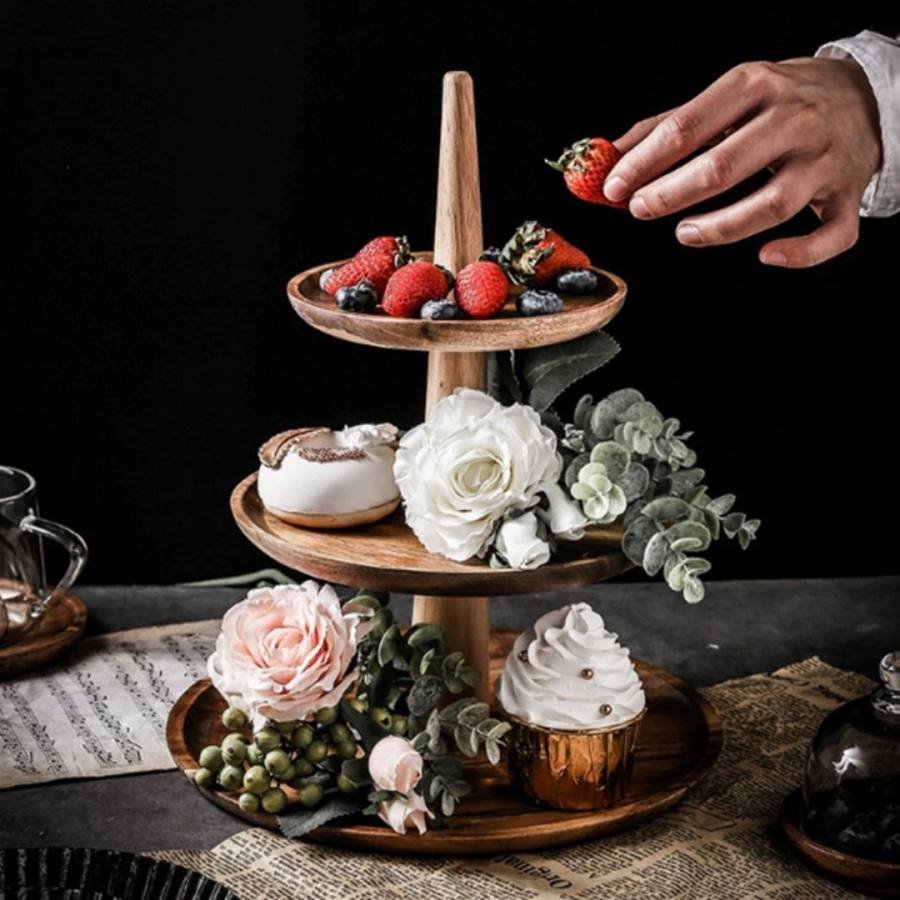 111 Dessert Tray Black Wood Plate