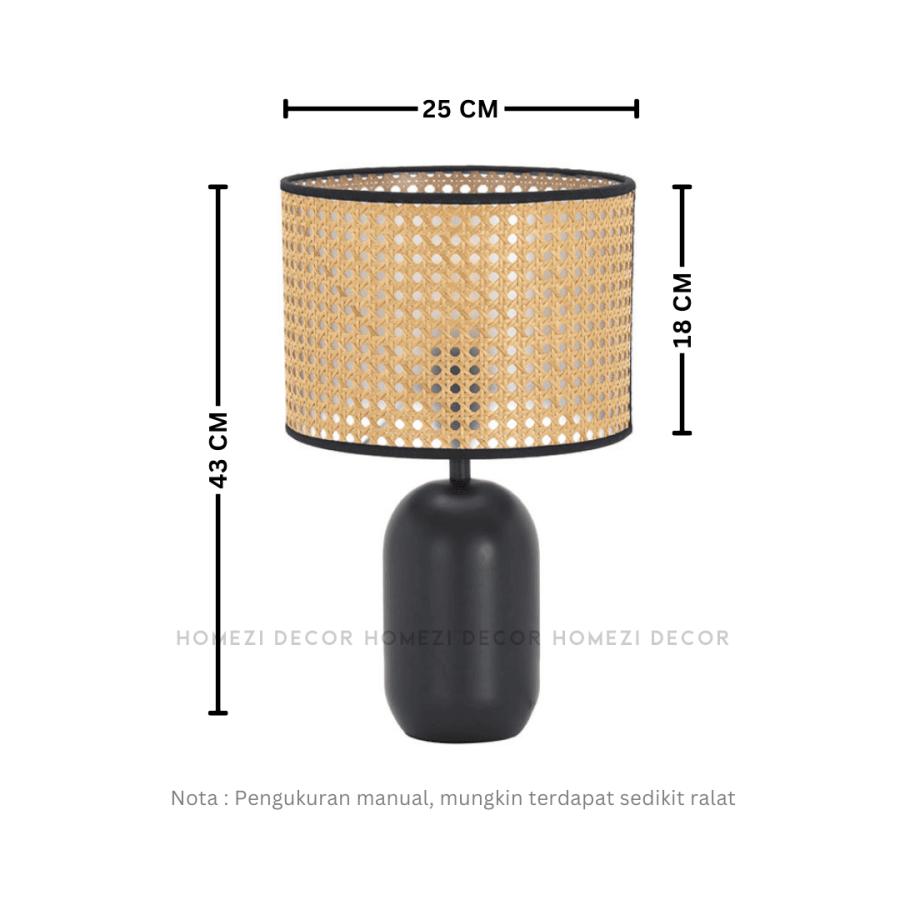 118 Black Rattan Table Lamp