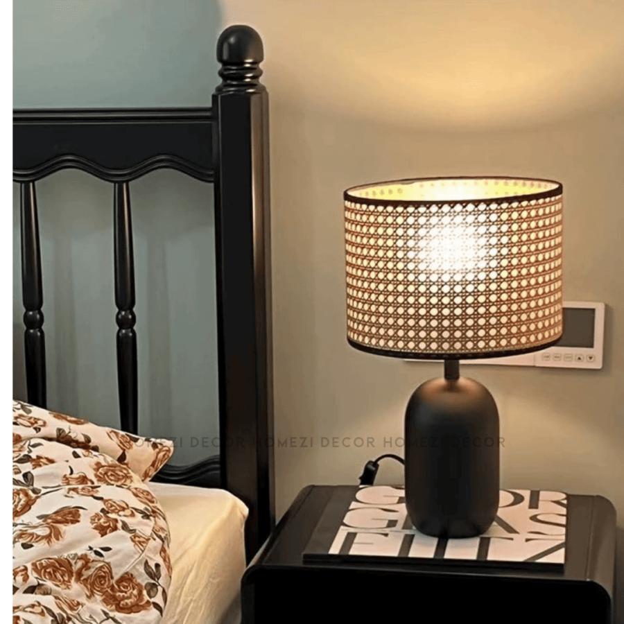 118 Black Rattan Table Lamp