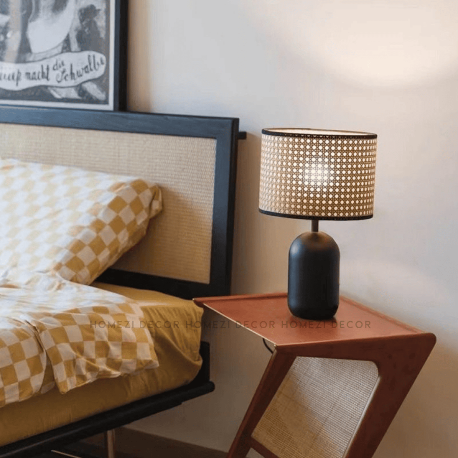 118 Black Rattan Table Lamp